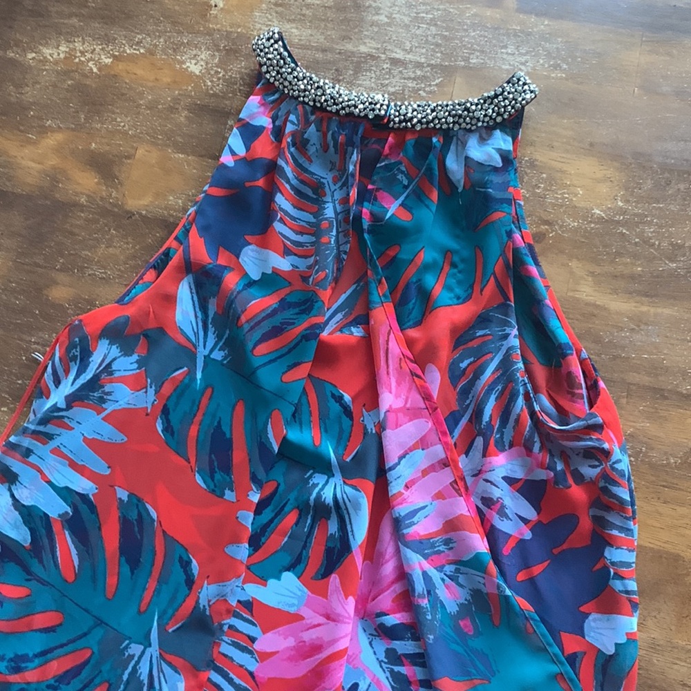 Jennifer Lopez halter top Medium multi color red blue pink - Picture 5 of 8